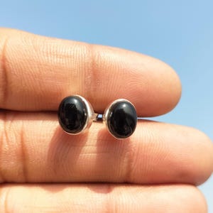 Black Onyx Studs, 925 Sterling Silver Dangle Earrings, Natural Black Onyx Jewelry, Boho Studs, Gift for Her, Anniversary Gift, Birthday Gift