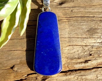 Big Lapis Lazuli Pendants, Huge Lapis Lazuli Pendants, Solid 925 Silver Pendant, Christmas Gift Idea, Stone 45x12mm, Lenght 5.5cm, Jewelry
