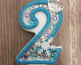 Handcrafted &quot;Frozen&quot; or ANY Themed Birthday Candles- Decorated To Your Liking