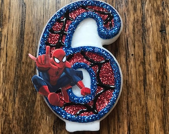 Handcrafted "Spiderman" or ANY Themed Birthday Candles- Decorated To Your Liking