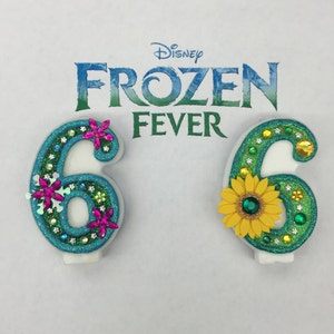 Handcrafted "Frozen Fever" DOUBLE-SIDED Birthday Candle- Decorated To Your Liking