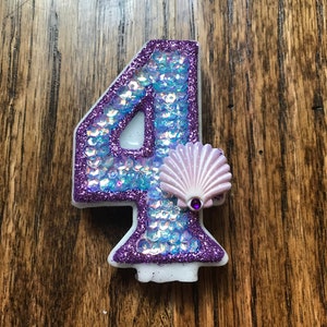 Handcrafted "Sequin Mermaid Tail" or ANY Themed Birthday Candles- Decorated To Your Liking