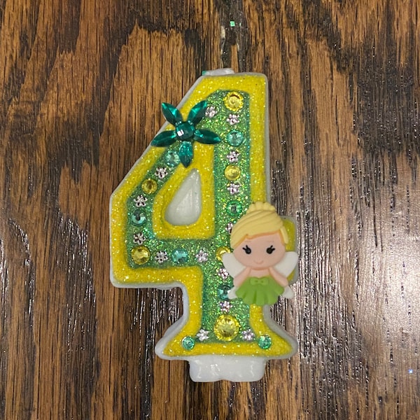 Handcrafted "Tinker Bell" or ANY Themed Birthday Candles- Decorated to Your Liking