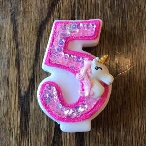 Handcrafted Mystical Sequin Unicorn or ANY Themed Birthday Candles Decorated To Your Liking image 2