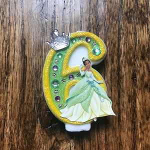 Handcrafted &quot;Tiana&quot; or ANY Themed Birthday Candles- Decorated To Your Liking