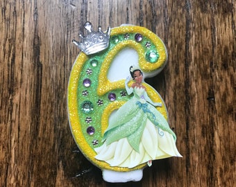 Handcrafted "Tiana" or ANY Themed Birthday Candles- Decorated To Your Liking