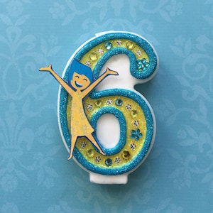 Handcrafted &quot;Inside Out&quot; or ANY Themed Birthday Candles- Decorated To Your Liking