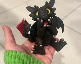 Baby night fury toothless dragon - size large 4-5" - display at home or work - desk buddy