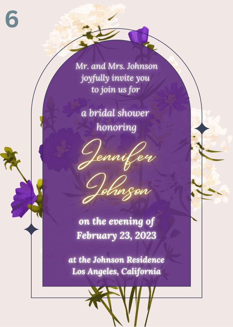 Lilac Lily Arch Electronic Invitation Design 8 Perfect for Etsy