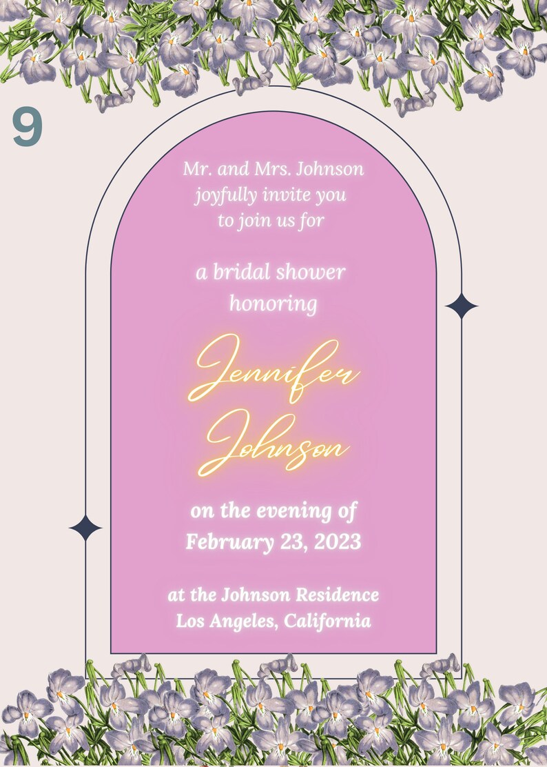 Lilac Lily Arch Electronic Invitation Design 8 Perfect for Etsy