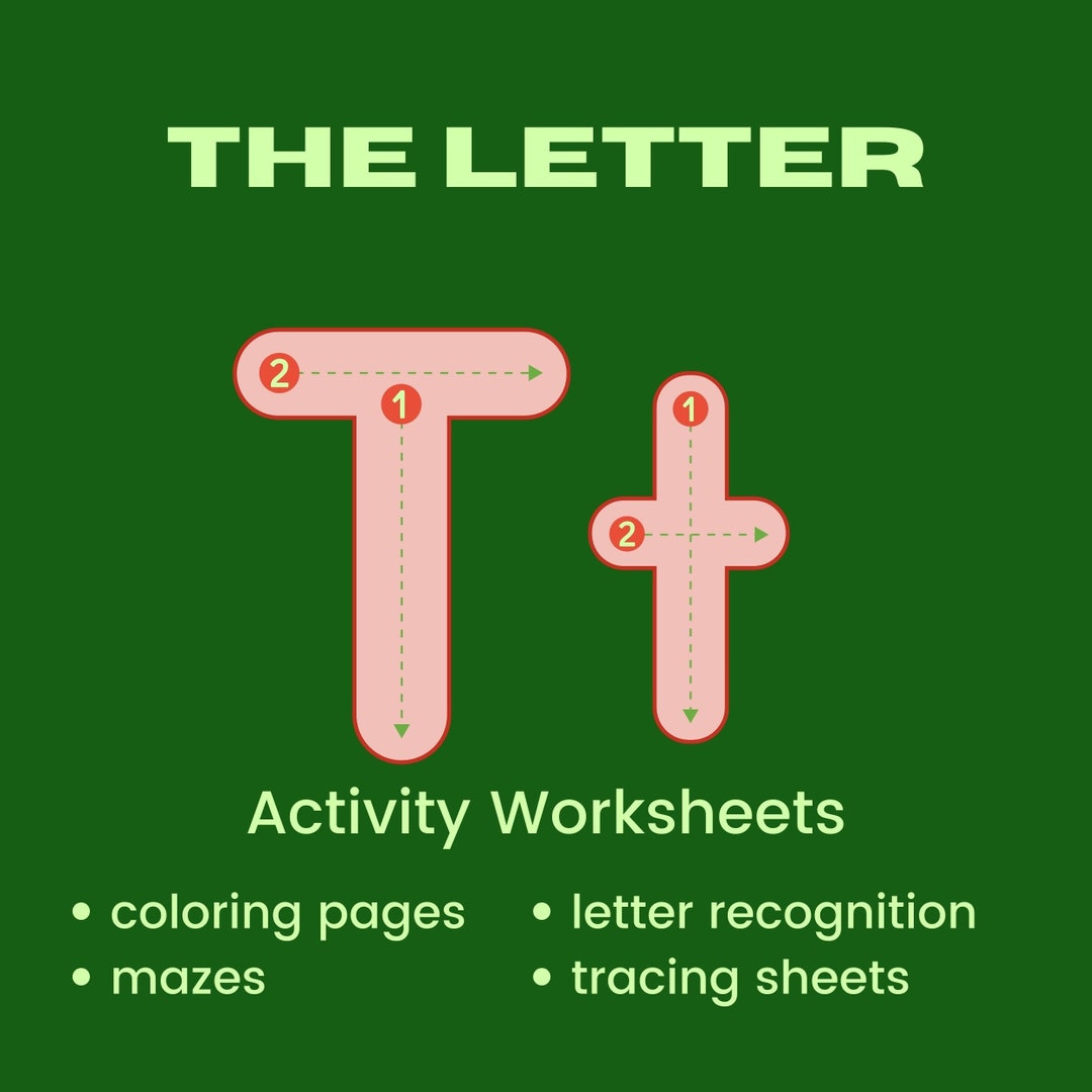 The Letter T Printable Worksheets, Homeschool Products, Children 3-5 ...