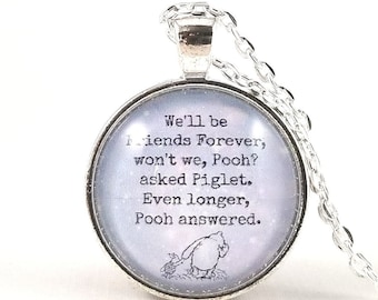 Collar de cita de amistad de Winnie the Pooh, regalo de cita personalizado, regalo de amigos para siempre, cita de mejor amigo, regalo de despedida, regalo de mudanza
