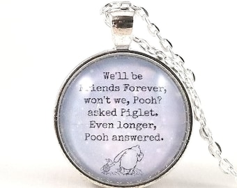 Winnie the Pooh Friendship Quote Necklace, Personalized Quote Gift, Friends Forever Gift, Best Friend Quote, Goodbye Gift, Moving Away Gift