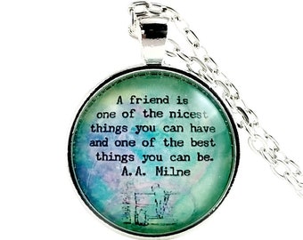 Winnie the Pooh Friend Quote Necklace, Friendship Gift, Gift for Coworkers, Friend Gift, Group Gifts, Best Friend Gift