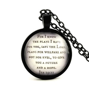 Bible Verse Necklace, Christian Scripture Gift Ideas, For I Know the Plans I Have For, Personalized with Name