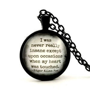 Edgar Allan Poe Love Quote Necklace, Gothic Love