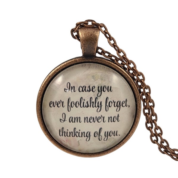 Virginia Woolf Quote Necklace, I Am Never Not Thinking Of You, Romantic Missing You Gift, Long Distance Love, Miss You Gift, Thinking of You