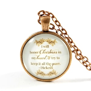 Dickens Christmas Carol Quote Necklace, I Will Honor Christmas, Christmas Play Cast Gifts, Secret Santa, Gift Exchange