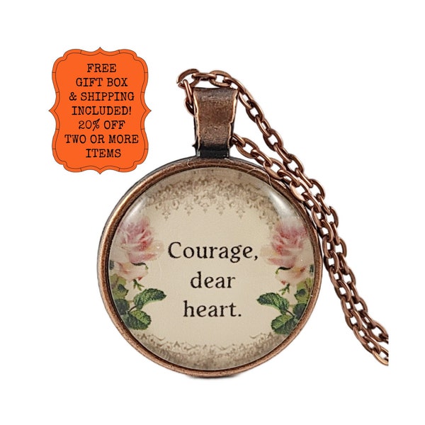 CS Lewis Quote Courage Dear Heart Necklace or Keychain Narnia Quote Encouraging Gift Be Brave Strong Quote Courage Quote Aslan Lucy Quote