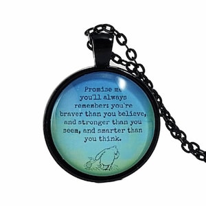 Pooh Quote Promise Necklace, Winnie the Pooh Piglet Personalized Encouraging Daughter Gift, Brave Quote, Stocking Stuffer, Secret Santa