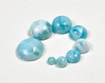 Round Larimar Cabochon - (1) - 3-10 mm Round Cabochon - Flat Back Larimar Gemstone - One Smooth Larimar Cabochon - Choose Size