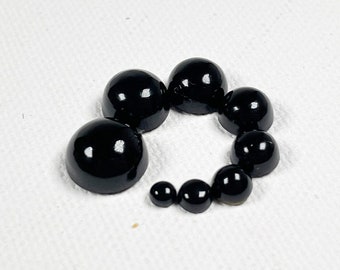 Runder Onyx Cabochon - (1) - 3-10 mm runder Cabochon - Onyx Edelstein mit flachem Rücken - glatter Onyx Cabochon. schwarzer Edelstein Cab, schwarzer Onyx Cab