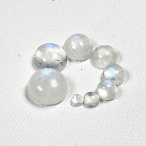 Round Moonstone Cabochon - (1) - 3-10mm Rainbow Moonstone Cabochon - Flat Back Gemstone - Smooth Rainbow Moonstone Cabochon