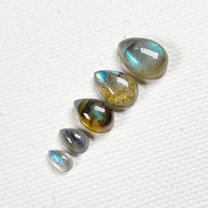 Labradorite Teardrop Cabochon - (1) - 3x5 4x6 5x8 6x9 7x10 10x14 Teardrop Cabochon - Flat Back Pear Gemstone - Labradorite Teardrop Pear Cab