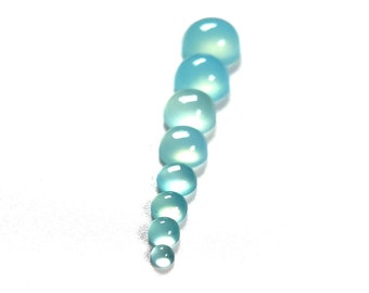 Rund Aqua Chalcedon Cabochon - (1) - 3-10 mm rund Cabochon - Aqua Blue Chalcedon Edelstein mit flachem Rücken - glatter blauer Chalcedon Cabochon
