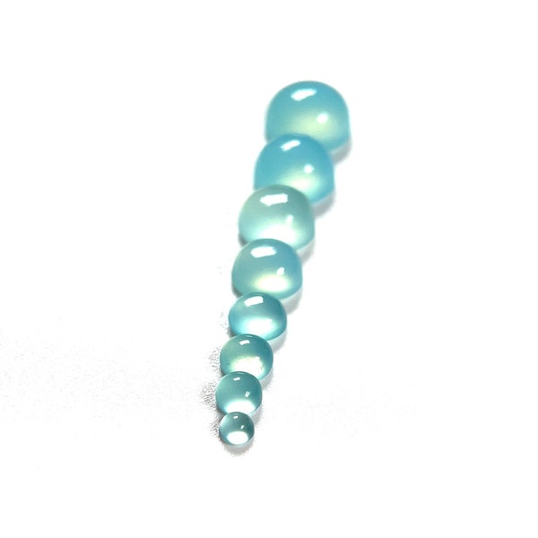 Round Aqua Chalcedony Cabochon - (1) - 3-10mm Round Cabochon - Flat Back Aqua Blue Chalcedony Gemstone - Smooth Blue Chalcedony Cabochon