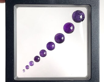 Runder Amethyst Cabochon - (1) - 2-10 mm runder Cabochon - Amethyst Edelstein mit flachem Rücken - Glatter Amethyst Cabochon, lila Edelstein Cab