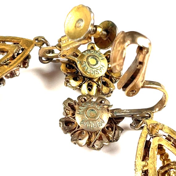Vtg Miriam Haskell Signed Huge Drop Dangle Topaz … - image 8