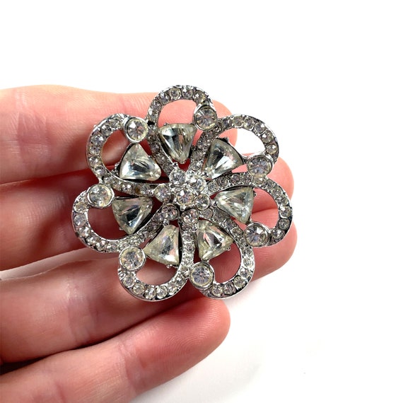 Vintage Bell Shape Rhinestone Round Costume Brooc… - image 3