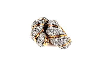 VTG Boucher 9451 Signierte Kristall Pave Strass zweifarbige Creolen Creolen High End Modeschmuck