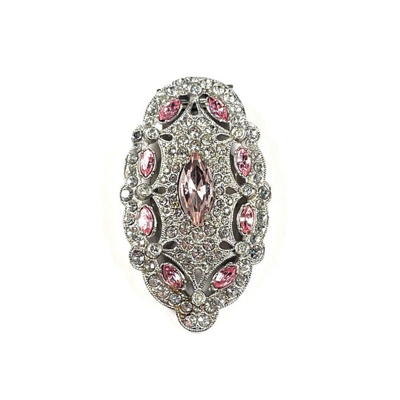 Antique Pave Crystal & Pink Rhinestone Art Deco Dr