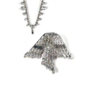 VTG Rare High End Schreiner Style Brooch Necklace Detachable Pendant Crystal Rhinestone Couture Jewelry