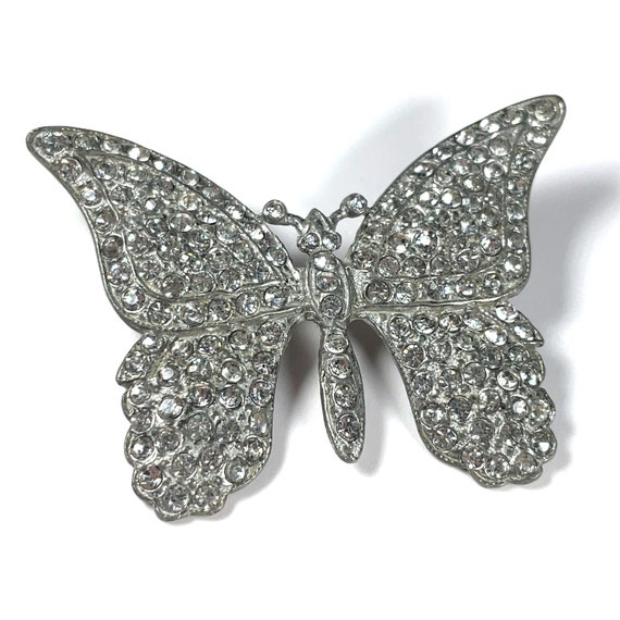 VTG Antique Pave Crystal Rhinestone Butterfly Bro… - image 2