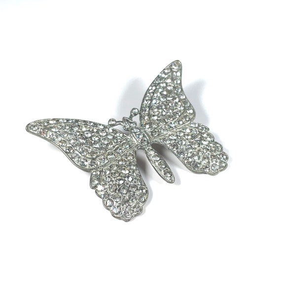 VTG Antique Pave Crystal Rhinestone Butterfly Bro… - image 3