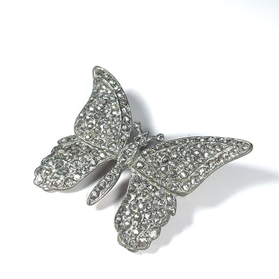 VTG Antique Pave Crystal Rhinestone Butterfly Bro… - image 4