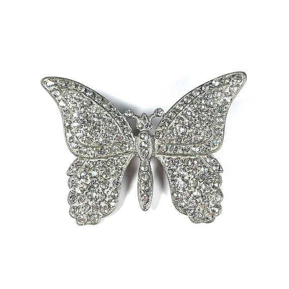 VTG Antique Pave Crystal Rhinestone Butterfly Bro… - image 1