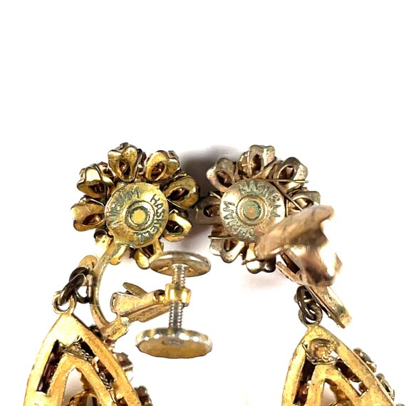 Vtg Miriam Haskell Signed Huge Drop Dangle Topaz … - image 7