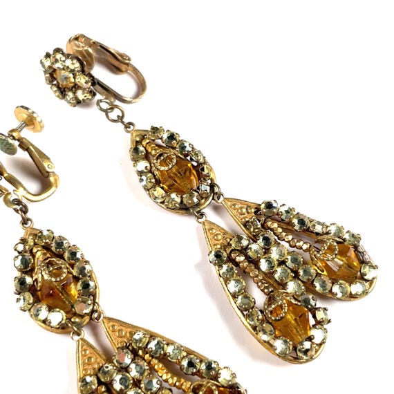 Vtg Miriam Haskell Signed Huge Drop Dangle Topaz … - image 4