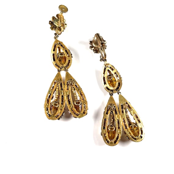 Vtg Miriam Haskell Signed Huge Drop Dangle Topaz … - image 6