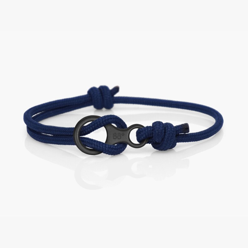 Pulsera de cuerda descendente con cierre en forma de 8, azul marino y negro, de acero inoxidable imagen 1