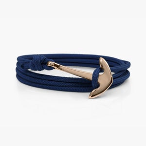 Bracelet ancre bleu marine et argent, bracelet corde, bracelet pour homme bijoux nautiques, ancre en argent, corde à voile image 3