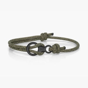 Forest Green & Figure 8 Clasp Descender Rope Bracelet, Stainless Steel image 1