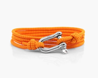 Sunset Zig Zag & Silver Shackle Bracelet, Sailing Rope Bracelet, Mens Bracelet and Womens , Nautical Jewellery.