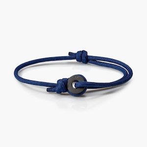 Navy Blue & Black Sailing Thimble Bracelet - Durable Black Rope for Sailing Enthusiasts