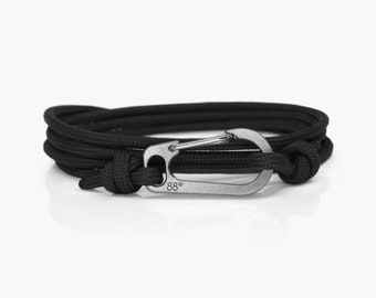 Black & Titanium Climbing Bracelet Carabiner Bracelet Mens Bracelet Women Bracelet Paracord Bracelet Titanium Bracelet