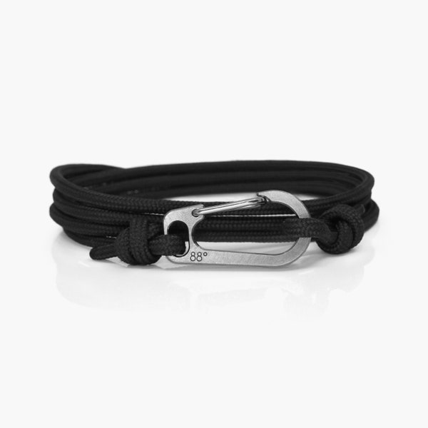 Black & Titanium Climbing Bracelet Carabiner Bracelet Mens Bracelet Women Bracelet Paracord Bracelet Titanium Bracelet